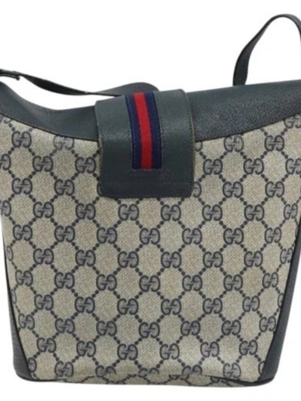 GUCCI GG Supreme Sherry Line Shoulder Bag PVC Navy Gold 904 02 081 Auth BSZ533 - Picture 3 of 16